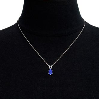 1/2 Carat Pear Shape Tanzanite Necklace In Sterling Silver, 18 Inches