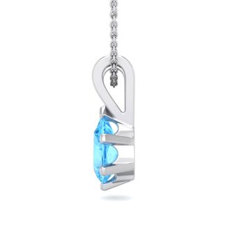 1/2 Carat Pear Shape Blue Topaz Necklace In Sterling Silver, 18 Inches
