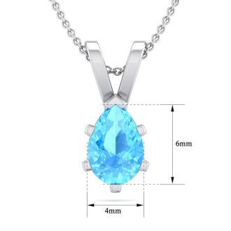 1/2 Carat Pear Shape Blue Topaz Necklace In Sterling Silver, 18 Inches