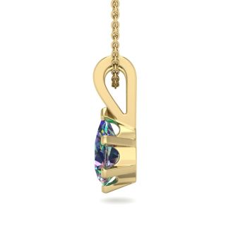 1/2 Carat Pear Shape Mystic Topaz Necklace In 14 Karat Yellow Gold Over Sterling Silver, 18 Inches