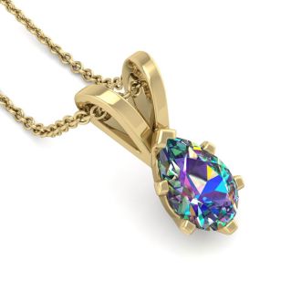 1/2 Carat Pear Shape Mystic Topaz Necklace In 14 Karat Yellow Gold Over Sterling Silver, 18 Inches