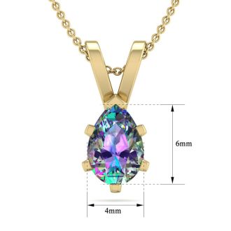 1/2 Carat Pear Shape Mystic Topaz Necklace In 14 Karat Yellow Gold Over Sterling Silver, 18 Inches