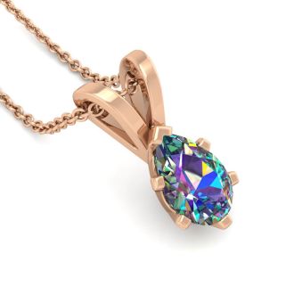 1/2 Carat Pear Shape Mystic Topaz Necklace In 14K Rose Gold Over Sterling Silver, 18 Inches