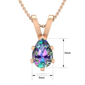 1/2 Carat Pear Shape Mystic Topaz Necklace In 14K Rose Gold Over Sterling Silver, 18 Inches