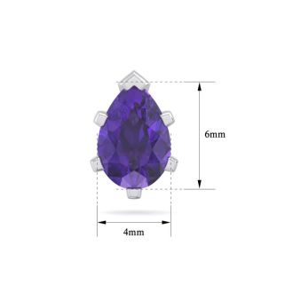 1 Carat Pear Shape Amethyst Stud Earrings In Sterling Silver