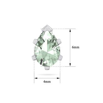 1 Carat Pear Shape Green Amethyst Stud Earrings In Sterling Silver