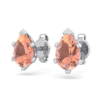 1 Carat Pear Shape Morganite Earrings Studs In Sterling Silver