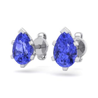 1 Carat Pear Shape Tanzanite Stud Earrings In Sterling Silver