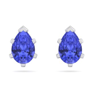 1 Carat Pear Shape Tanzanite Stud Earrings In Sterling Silver