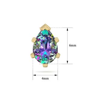 1 Carat Pear Shape Mystic Topaz Stud Earrings In 14K Yellow Gold Over Sterling Silver