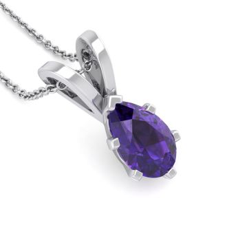 3/4 Carat Pear Shape Amethyst Necklace In Sterling Silver, 18 Inches