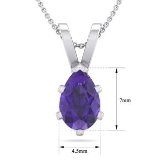 3/4 Carat Pear Shape Amethyst Necklace In Sterling Silver, 18 Inches