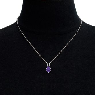 3/4 Carat Pear Shape Amethyst Necklace In Sterling Silver, 18 Inches
