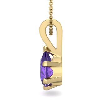 3/4 Carat Pear Shape Amethyst Necklace In 14K Yellow Gold Over Sterling Silver, 18 Inches