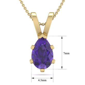 3/4 Carat Pear Shape Amethyst Necklace In 14K Yellow Gold Over Sterling Silver, 18 Inches