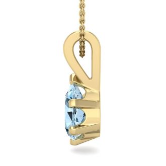 Aquamarine Necklace: Aquamarine Jewelry: 3/4 Carat Pear Shape Aquamarine Necklace In 14K Yellow Gold Over Sterling Silver, 18 Inches