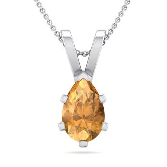 3/4 Carat Pear Shape Citrine Necklace In Sterling Silver, 18 Inches