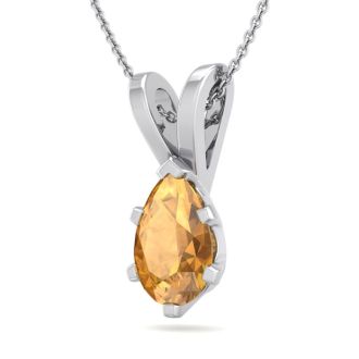 3/4 Carat Pear Shape Citrine Necklace In Sterling Silver, 18 Inches
