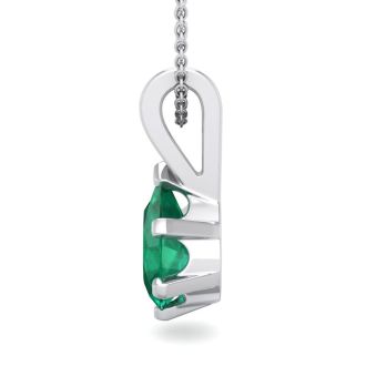 3/4 Carat Pear Shape Emerald Necklaces In Sterling Silver, 18 Inch Chain