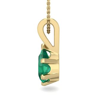 3/4 Carat Pear Shape Emerald Necklaces In 14 Karat Yellow Gold Over Sterling Silver, 18 Inch Chain