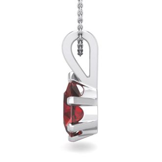 Garnet Necklace: Garnet Jewelry: 1 Carat Pear Shape Garnet Necklace In Sterling Silver, 18 Inches