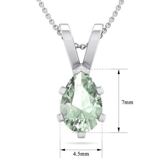 3/4 Carat Pear Shape Green Amethyst Necklace In Sterling Silver, 18 Inches