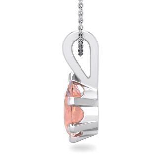 3/4 Carat Pear Shape Morganite Necklace In Sterling Silver With 18 Inch Chain