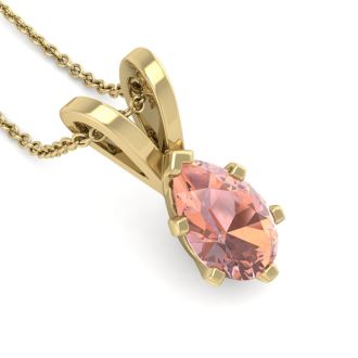 3/4 Carat Pear Shape Morganite Necklace In 14K Yellow Gold Over Sterling Silver With 18 Inch Chain