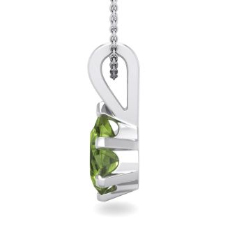 1 Carat Pear Shape Peridot Necklace In Sterling Silver, 18 Inches