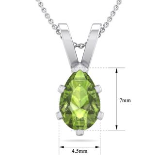 1 Carat Pear Shape Peridot Necklace In Sterling Silver, 18 Inches