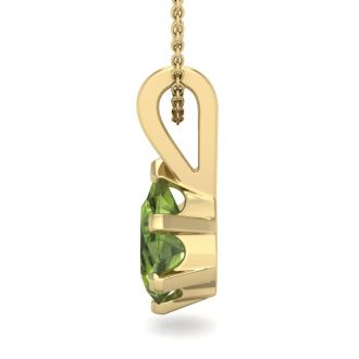 1 Carat Pear Shape Peridot Necklace In 14K Yellow Gold Over Sterling Silver, 18 Inches