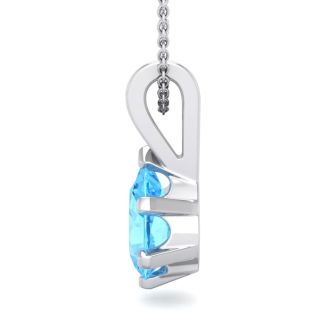 1 Carat Pear Shape Blue Topaz Necklace In Sterling Silver, 18 Inches
