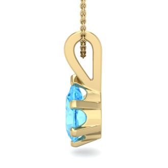 1 Carat Pear Shape Blue Topaz Necklace In 14K Yellow Gold Over Sterling Silver, 18 Inches