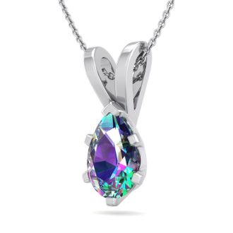 3/4 Carat Pear Shape Mystic Topaz Necklace In Sterling Silver, 18 Inches