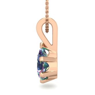 3/4 Carat Pear Shape Mystic Topaz Necklace In 14 Karat Rose Gold Over Sterling Silver, 18 Inches