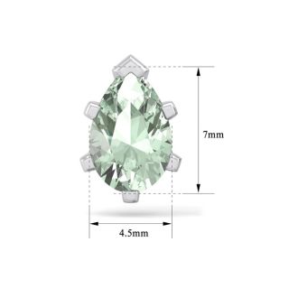 1 1/2 Carat Pear Shape Green Amethyst Stud Earrings In Sterling Silver