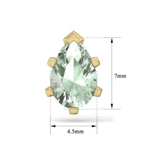 1 1/2 Carat Pear Shape Green Amethyst Stud Earrings In 14K Yellow Gold Over Sterling Silver
