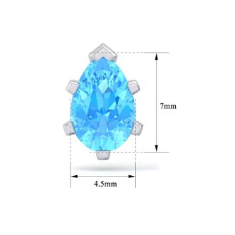 2 Carat Pear Shape Blue Topaz Stud Earrings In Sterling Silver