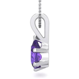1 Carat Pear Shape Amethyst Necklace In Sterling Silver, 18 Inches