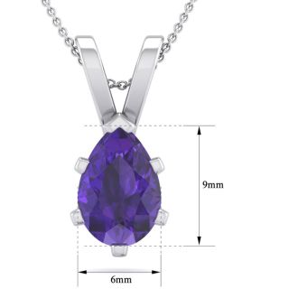 1 Carat Pear Shape Amethyst Necklace In Sterling Silver, 18 Inches