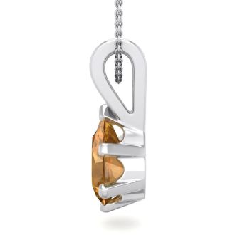1 Carat Pear Shape Citrine Necklace In Sterling Silver, 18 Inches
