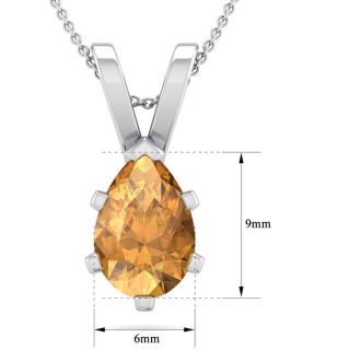 1 Carat Pear Shape Citrine Necklace In Sterling Silver, 18 Inches