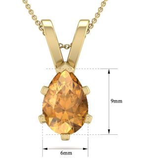 1 Carat Pear Shape Citrine Necklace In 14K Yellow Gold Over Sterling Silver, 18 Inches