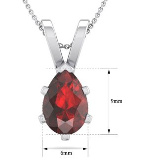 Garnet Necklace: Garnet Jewelry: 1 1/2 Carat Pear Shape Garnet Necklace In Sterling Silver, 18 Inches