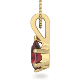 Garnet Necklace: Garnet Jewelry: 1 1/2 Carat Pear Shape Garnet Necklace In 14K Yellow Gold Over Sterling Silver, 18 Inches