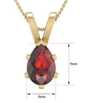 Garnet Necklace: Garnet Jewelry: 1 1/2 Carat Pear Shape Garnet Necklace In 14K Yellow Gold Over Sterling Silver, 18 Inches