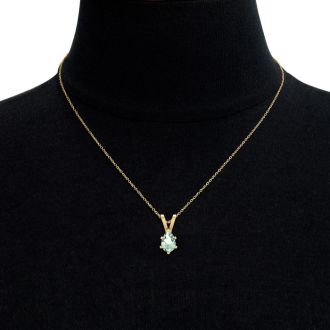 1 Carat Pear Shape Green Amethyst Necklace In 14K Yellow Gold Over Sterling Silver, 18 Inches