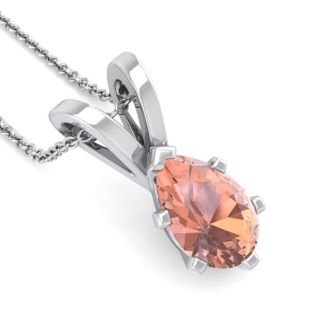 1 Carat Pear Shape Morganite Necklace In Sterling Silver With 18 Inch Chain