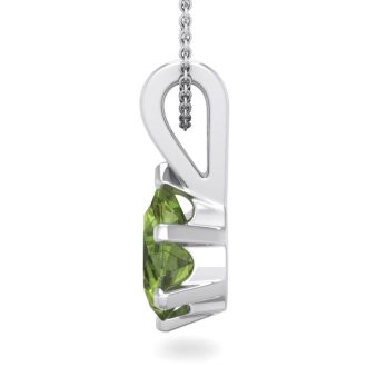 1 1/3 Carat Pear Shape Peridot Necklace In Sterling Silver, 18 Inches