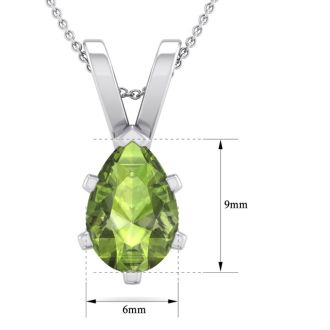 1 1/3 Carat Pear Shape Peridot Necklace In Sterling Silver, 18 Inches